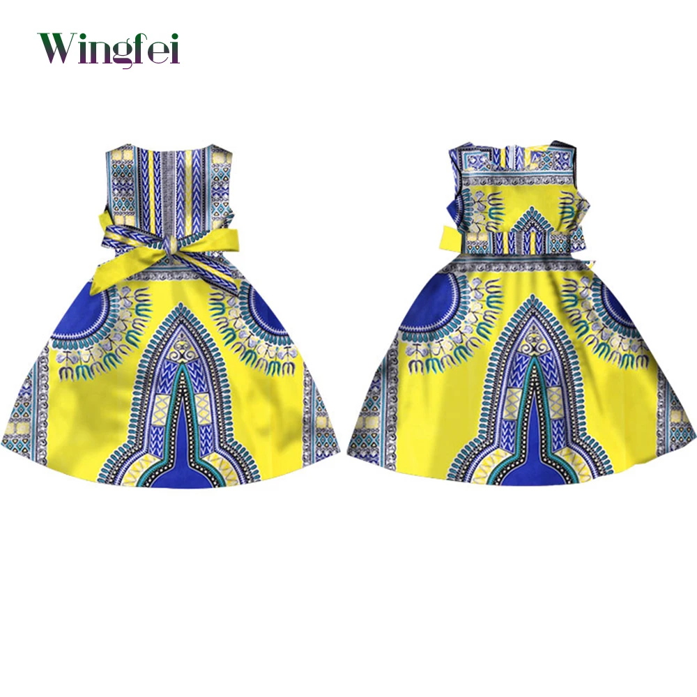 Mados Afrikos Mergaičių Suknelės Vestidos Kanga Drabužių Dashiki Afrikos Vaškas Spausdinti Rankovių A-line Dresses Afrikos Drabužius WYT57