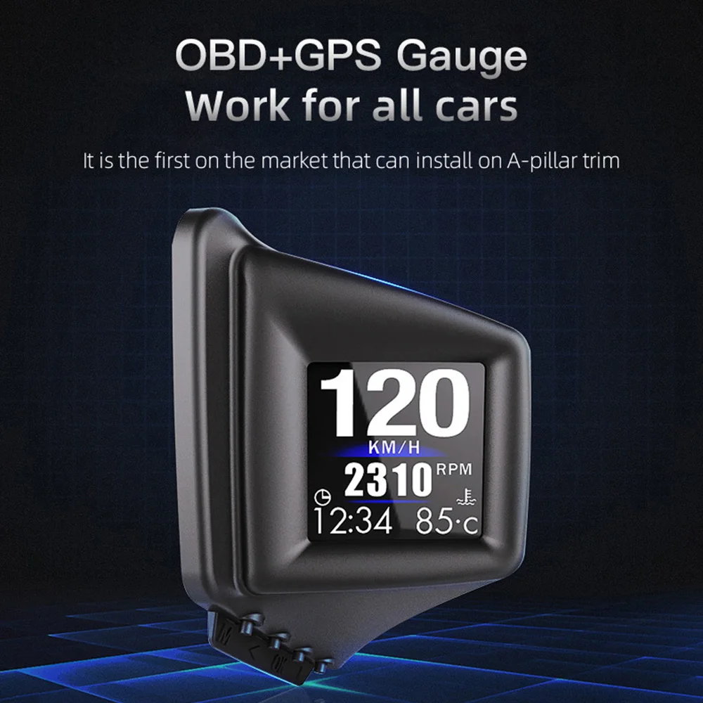 Naujas HD Ekranas 2 Būdas Įdiegti Automobilių HUD Spidometras Acclope Obd2 + GPS Protingas Gabaritas automobilių stebėti