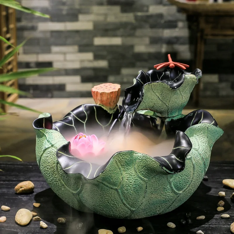 Kūrybos akvariumas drėkintuvas Feng Shui pasisekė, apvalios vandens fontanas waterscape papuošalai 
