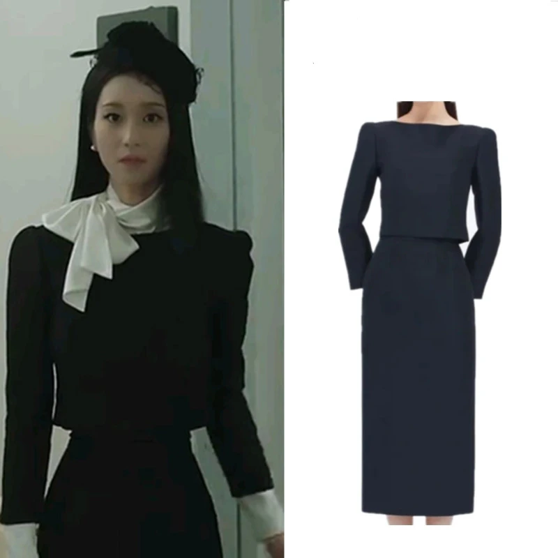 Kpop Korėjos Dramos Seo Taip Ji Slim Aukšto Juosmens Tiesūs Ilgi Sijonai Moterims Office Temperamentas Marškinėliai Topai (Puloveris) Trumpas Švarkas Tiktų